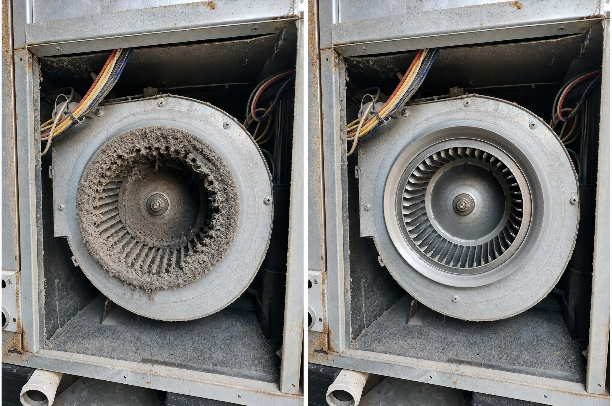 Furnace blower wheel: before and after