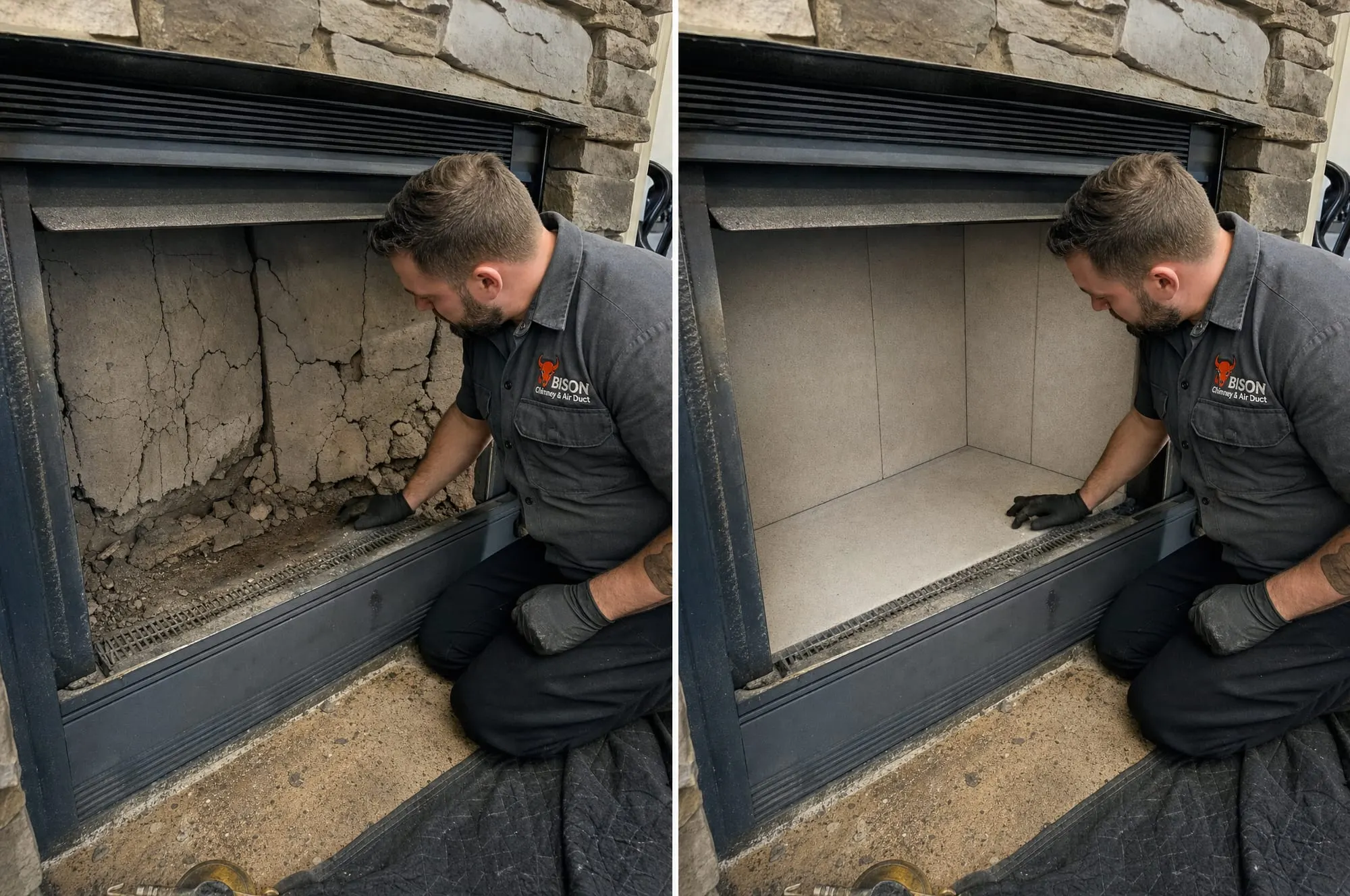 Refractory panel replacement: before and after