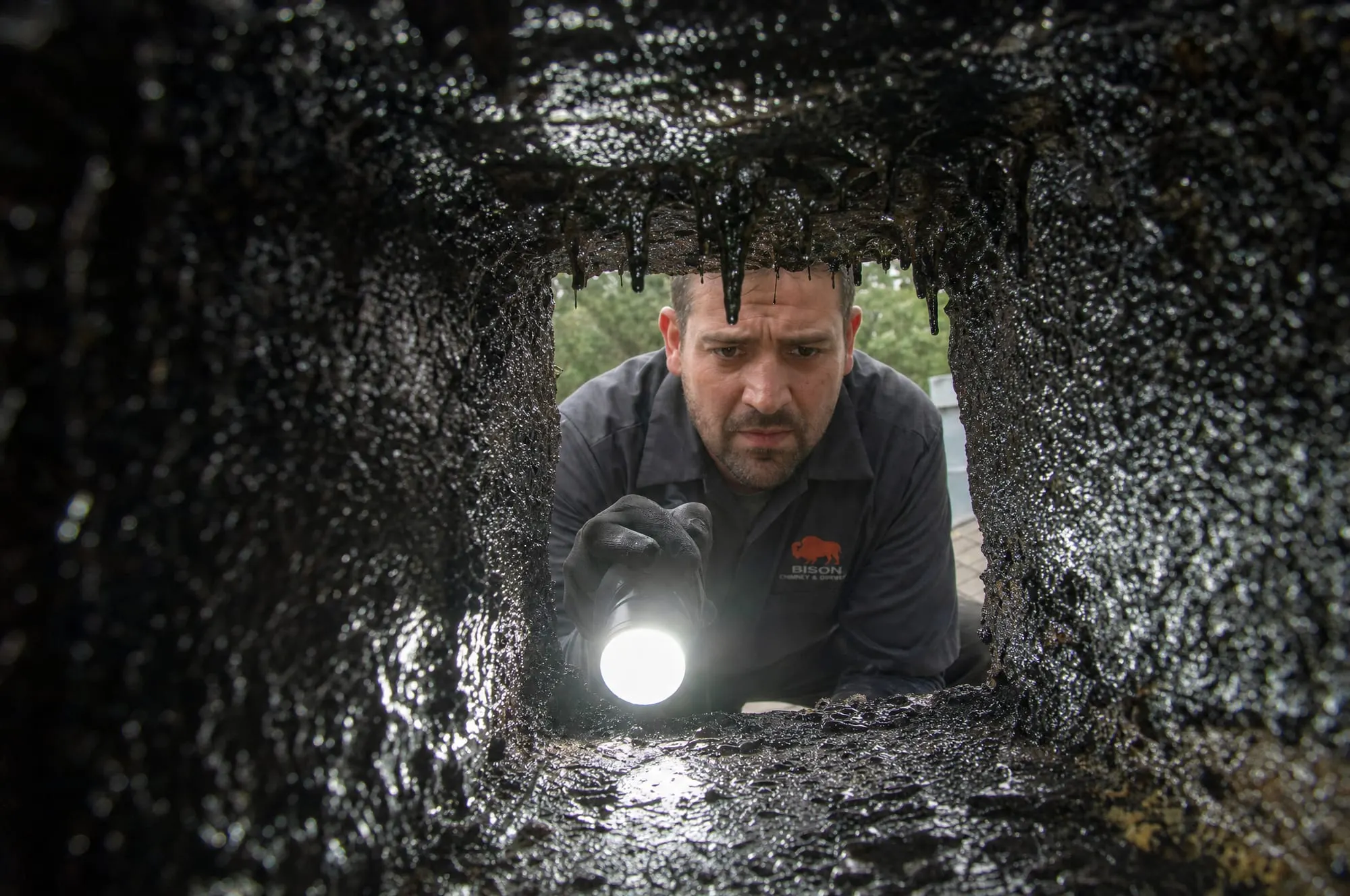 Glazed creosote inside a smoke chamber