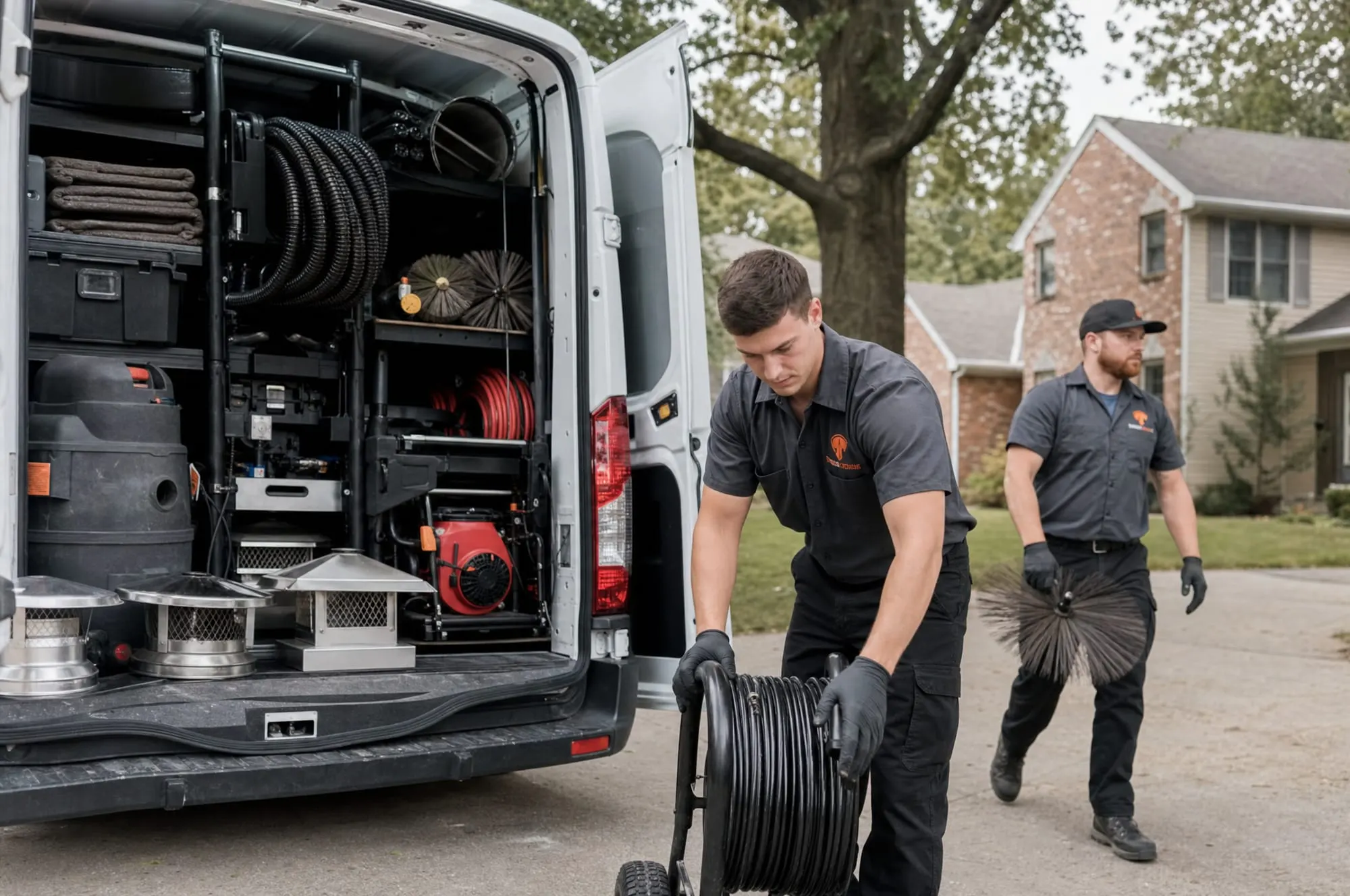 Professional chimney and duct cleaning equipment