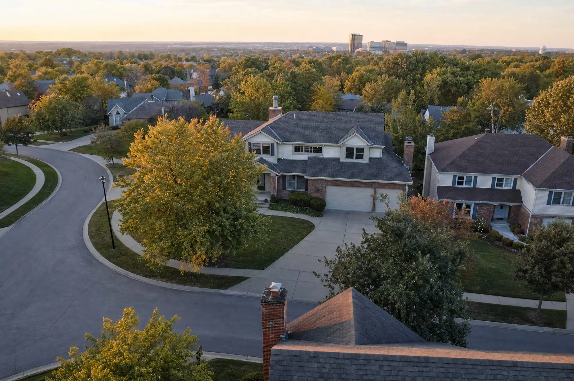 Overland Park neighborhood at golden hour