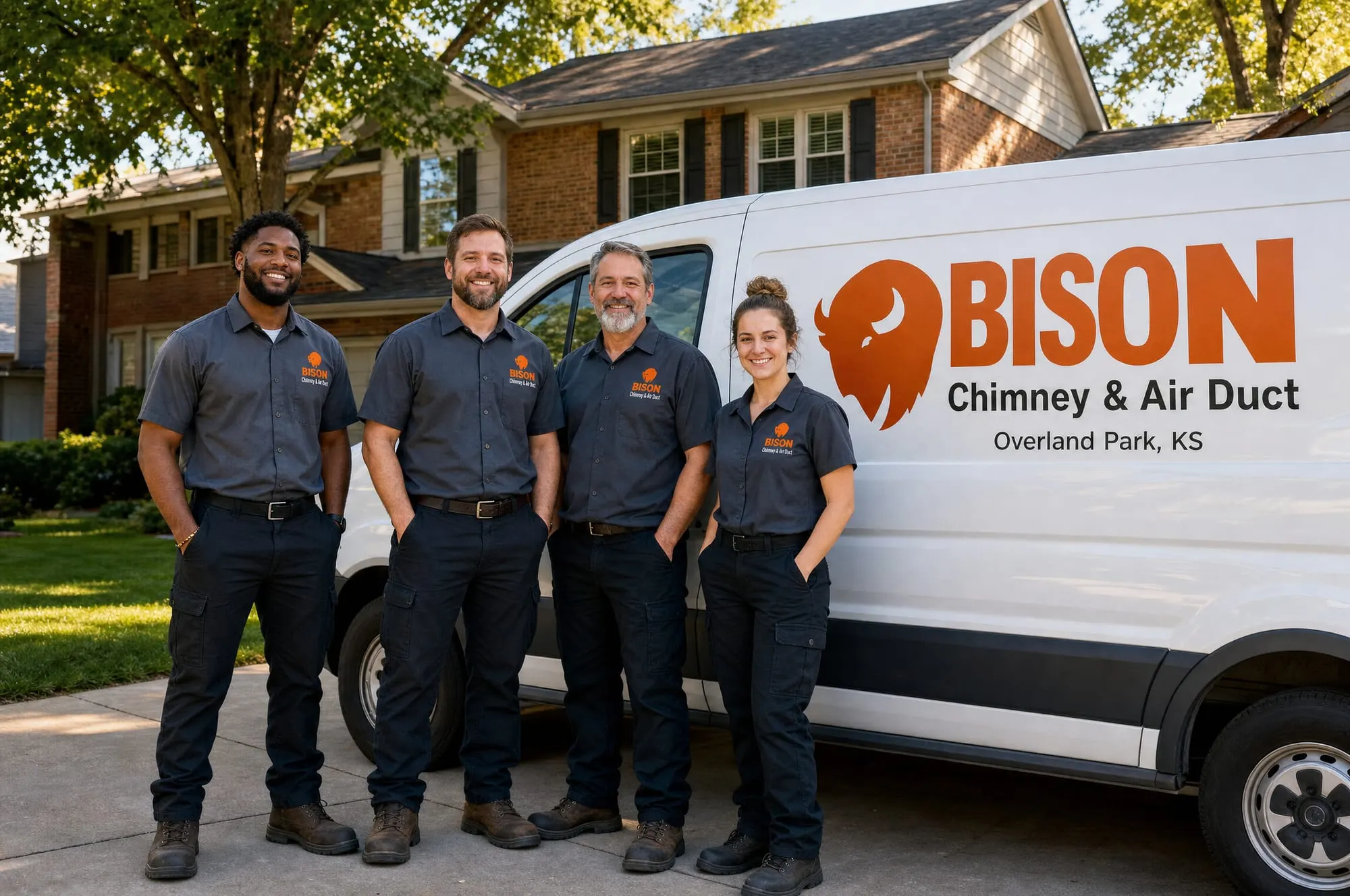 The Bison Chimney & Air Duct crew in front of their van